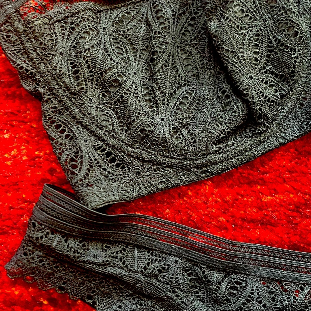 Else bra and panty set. Black. Lace. Handmade. 36DD bra. US 8 panty.